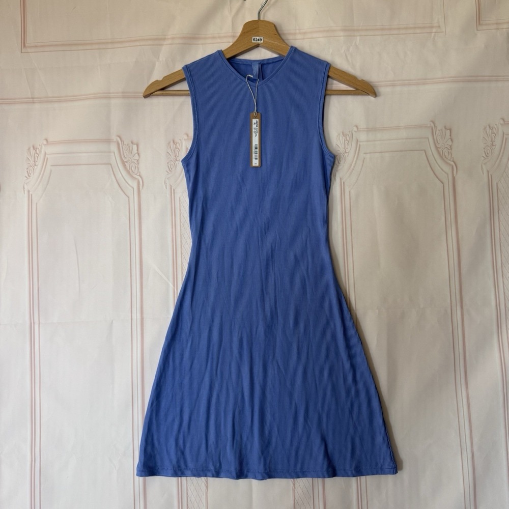 SKIMS Soft Lounge Muscle Tank Dress Onyx In Cielo (Blue) Size XXS NWT
